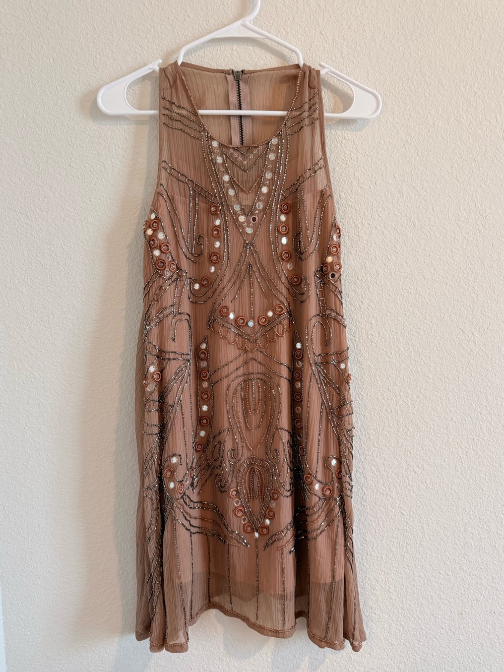 Altar'd State Beaded Sequin Mesh Swing Dress